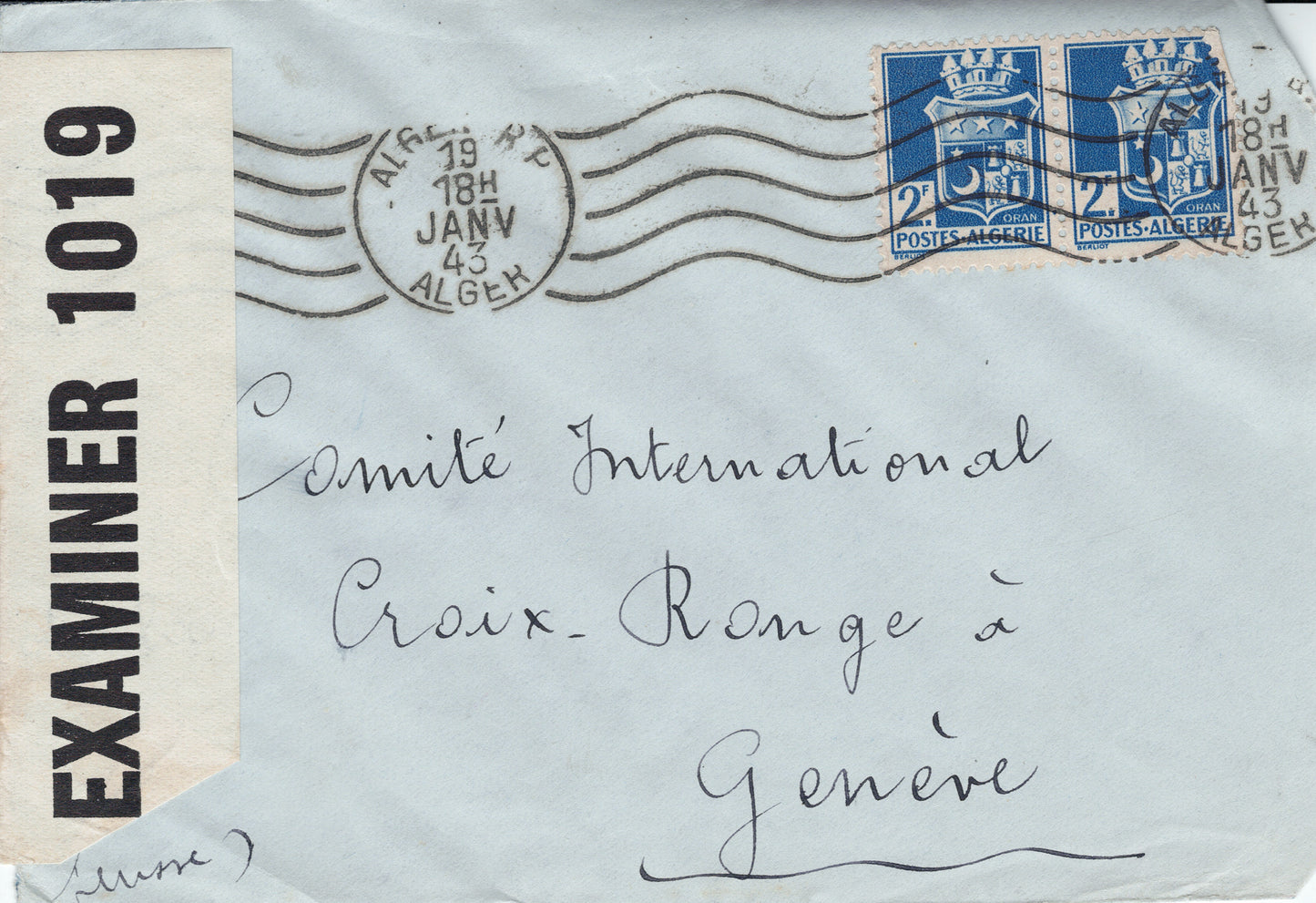 Cover / Algeria to Red Cross, 1943, World War II (III)